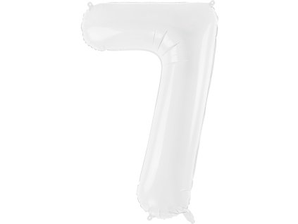 PartyDeco Foliový balón číslo 7, 86 cm bílý