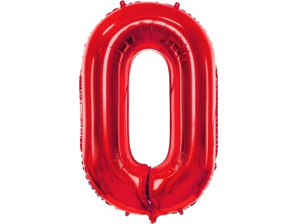 PartyDeco Foliový balón číslo 0, 86cm červený