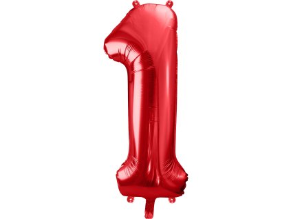 PartyDeco Foliový balón číslo 1, 86cm červený