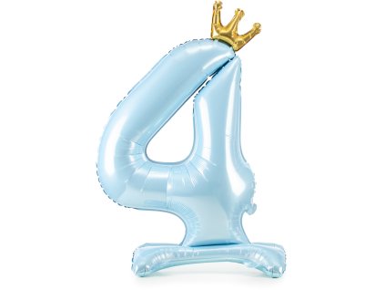 PartyDeco Stojící foliový balón číslo 4 84cm nebesky modrá