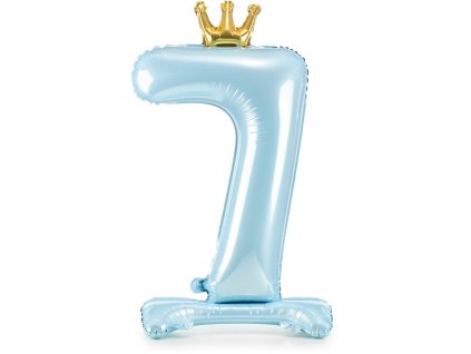 PartyDeco Stojící foliový balón číslo 7 84cm světle modrá