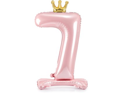 PartyDeco Stojící foliový balón číslo 7 84cm světle růžová