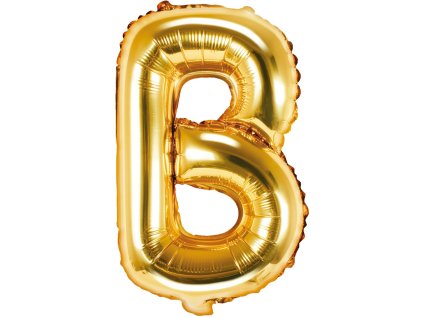 PartyDeco Foliový balón písmeno B 35cm zlatý