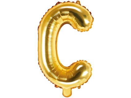 PartyDeco Foliový balón písmeno C 35cm zlatý