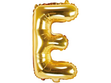 PartyDeco Foliový balón písmeno E 35cm zlatý