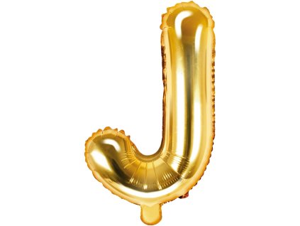 PartyDeco Foliový balón písmeno J 35cm zlatý