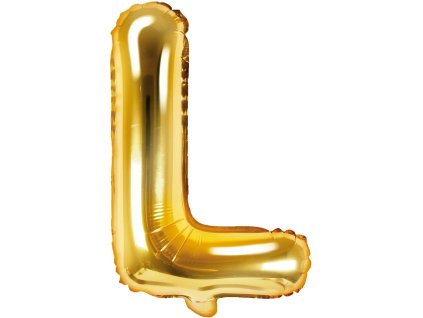 PartyDeco Foliový balón písmeno L 35cm zlatý