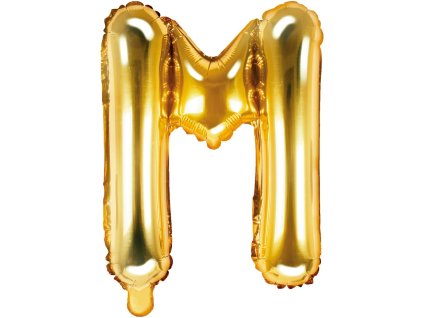 PartyDeco Foliový balón písmeno M 35cm zlatý