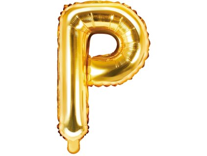 PartyDeco Foliový balón písmeno P 35cm zlatý 1piece