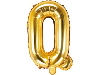 PartyDeco Foliový balón písmeno Q 35cm zlatý