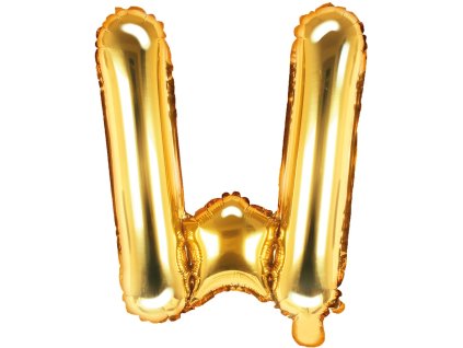 PartyDeco Foliový balón písmeno W 35cm zlatý