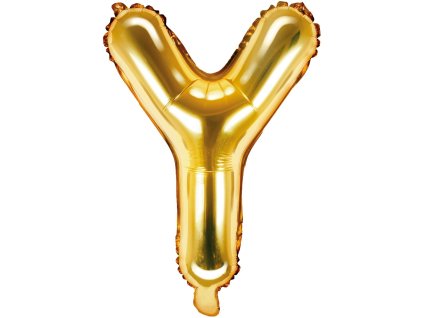 PartyDeco Foliový balón písmeno Y 35cm zlatý