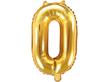 PartyDeco Foliový balón číslo 0, 35cm zlatý