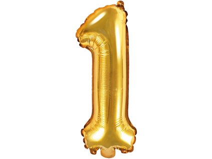 PartyDeco Foliový balón číslo 1, 35cm zlatý