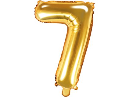 PartyDeco Foliový balón číslo 7, 35cm zlatý