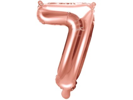 PartyDeco Foliový balón číslo 7, 35cm rose zlatý