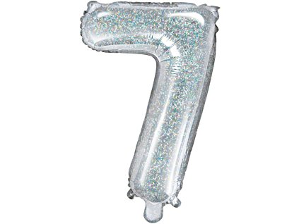 PartyDeco Foliový balón číslo 7, 35cm holographic