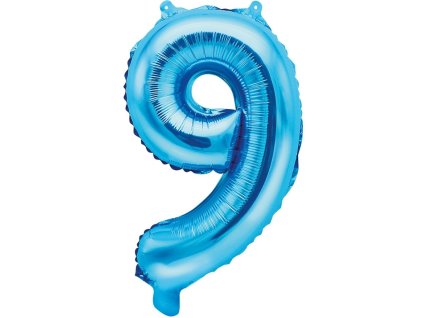 PartyDeco Foliový balón číslo 9, 35cm blue