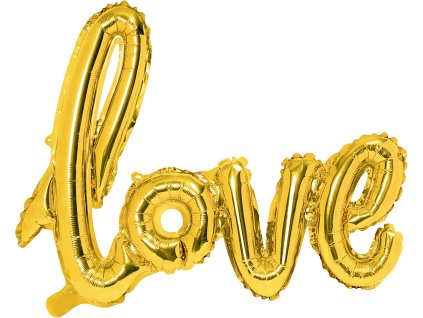 PartyDeco Foliový balón Love zlatý 73x59cm