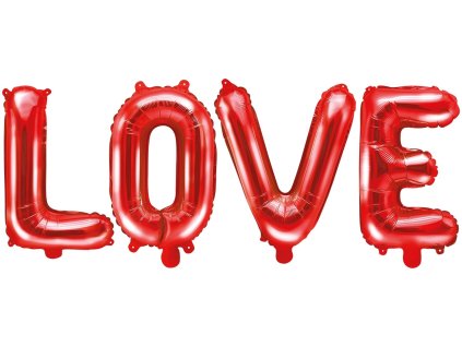 PartyDeco Foliový balón Love 140x35cm červený