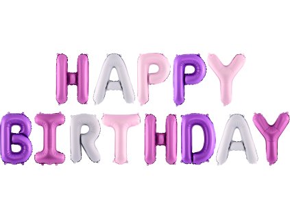 PartyDeco Foliový balón Happy Birthday 340x35cm mix