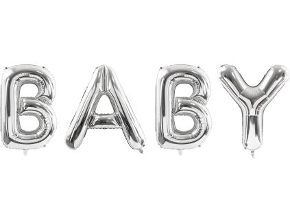 PartyDeco Foliový balón Baby 262x86cm stříbrný