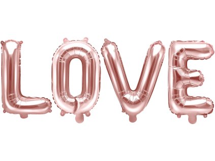 PartyDeco Foliový balón Love 140x35cm rose zlatý
