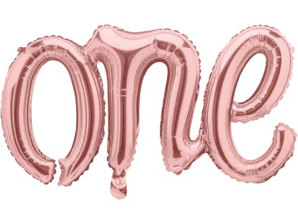 PartyDeco Foliový balón One 66x37cm rose zlatý