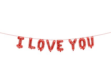 PartyDeco Foliový balón I Love You 260x40 cm červený