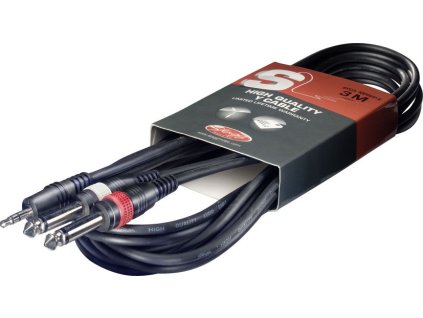 Stagg SYC3/MPS2P E, Y kabel mini stereo JACK/2x JACK, 3m