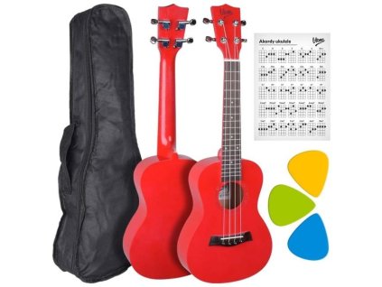 V-TONE UK23 RD Akustické koncertní ukulele 23" červené + pouzdro