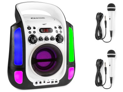 Fenton SBS30W karaoke systém s CD a 2ks bílých mikrofonů