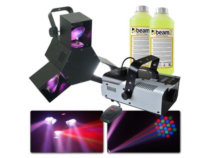 BeamZ Triple Flex Set LED efektu, výrobníku mlhy a kapaliny
