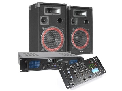Max Complete 500W Bluetooth a USB DJ Set reproboxů se zesilovačem a mixpultem