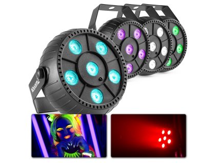 BeamZ PLP Sada diskotékových světel na baterie - 2x RGB spot + stroboskop + blacklight