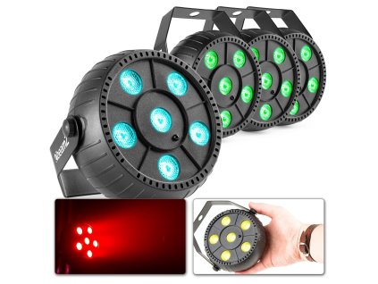 BeamZ PLP10 RGB LED PARS s vestavěnou baterií a 6x 2W LED - Sada 4ks