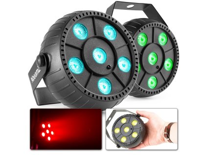 BeamZ PLP10 RGB LED PARS s vestavěnou baterií a 6x 2W LED - Sada 2ks