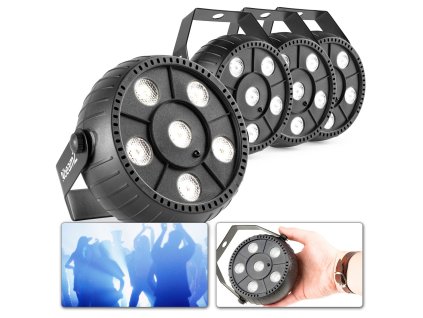 BeamZ PLP12 sada 4 LED stroboskopů s vestavěnou baterií a 6x 1W LED