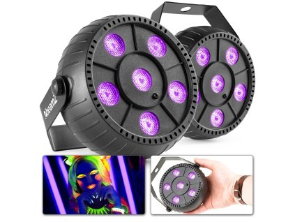 BeamZ PLP14 LED UV světlo s vestavěnou baterií - 6x 1W LED - 2 kusy