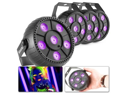 BeamZ PLP14 LED UV světlo s vestavěnou baterií - 6x 1W LED - 4 kusy