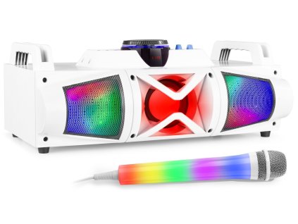 Fenton MDJ160W Bateriový karaoke set s Bluetooth a 1 LED mikrofonem - Barva bílá