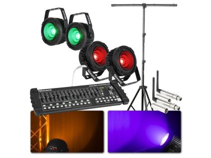 BeamZ COB50 Set 4x LED PAR s bezdrátovým DMX a ovladačem