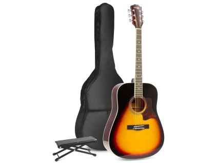 MAX SoloJam Westernová akustická kytara MAX s opěrkou nohou - Barva Sunburst