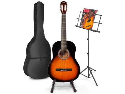 MAX SoloJam Westernová akustická kytara se stojanem na noty a kytaru – Barva Sunburst