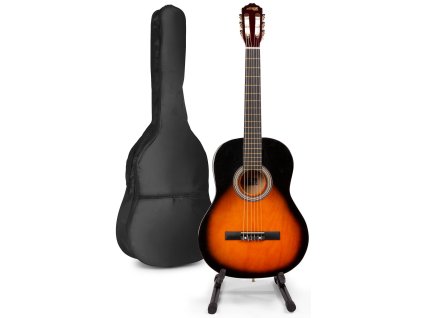 MAX SoloArt Klasická akustická kytara s kytarovým stojanem - Barva Sunburst