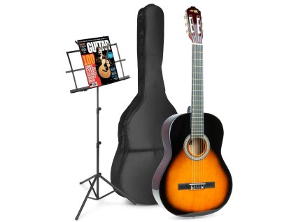MAX SoloArt Klasická akustická kytara se stojanem na noty - Barva Sunburst
