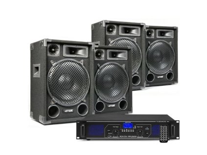 Max 4x MAX12 DJ Set reproboxů se zesilovačem s Bluetooth 2800W