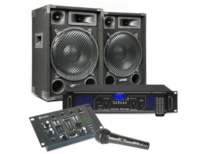 Max MAX12 DJ Set reproboxů se zesilovačem a mixpultem 1400W