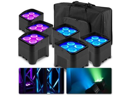 BeamZ BBP94W Set 6x Uplight PAR s přepravní brašnou