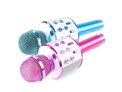 Max KM01 Set 2 karaoke mikrofonů - modrý a růžový